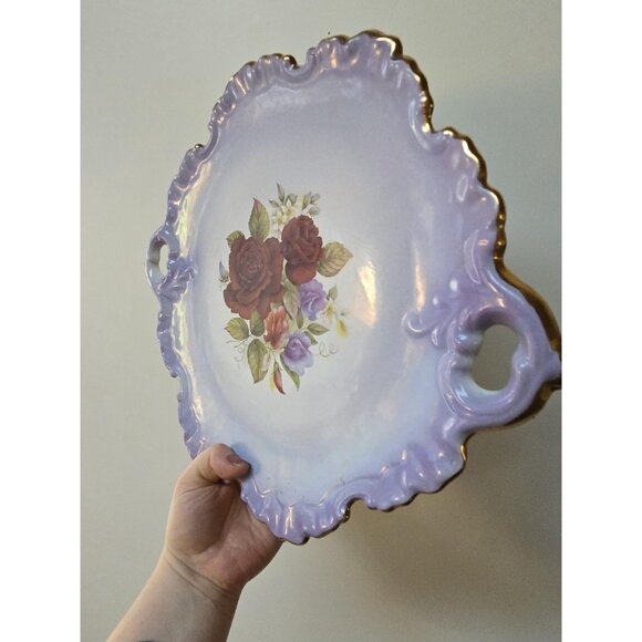 3 For 55 👍🫶 Vintage Ornate Gold Leaf Rimmed Porcelain Platter | 1950s - Picture 8 of 10